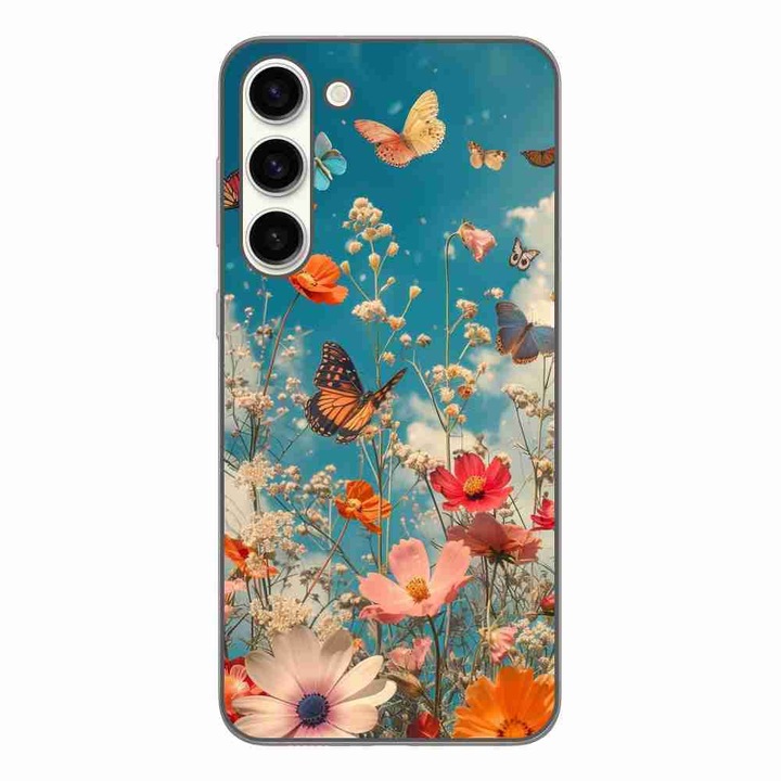 Husa compatibila cu Samsung Galaxy S23 Plus Silicon Gel Tpu Model Flori si Fluturi