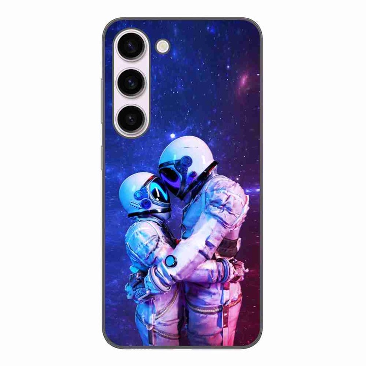Калъф, съвместим с Samsung Galaxy S23 Silicone Gel Tpu Модел Astronauts Couple