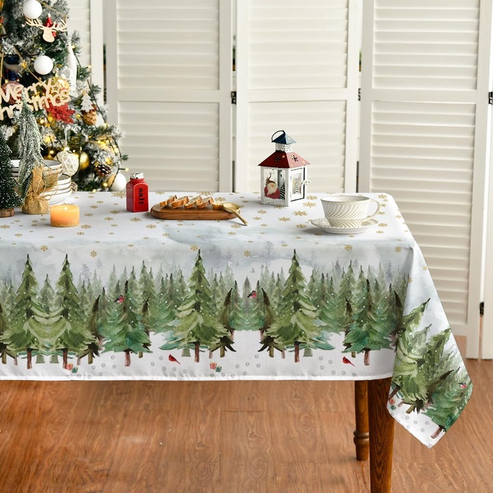 Ünnepi terítő 100x140 cm fa és arany hó motívumokkal