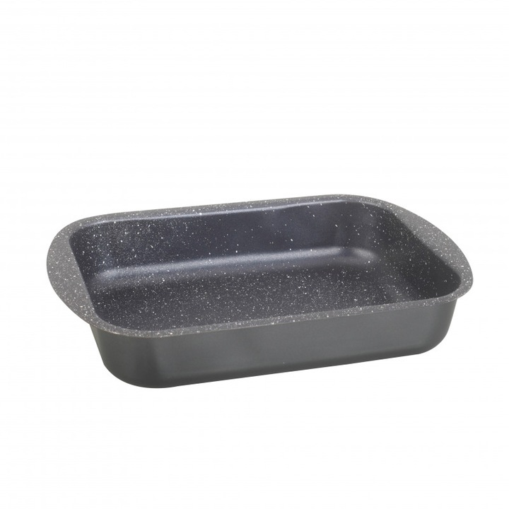 Tava de copt Oliver Voltz OV51222N25S, 25 cm, finisaj marmura, dreptunghiulara, negru