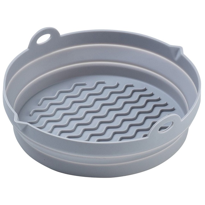 Set de insertii din silicon pentru friteuza cu aer, Klausberg, 20cm, 2 bucati, pliabile, silicon, reutilizabile, antiaderente, rezistente la caldura, usor de utilizat, cu manere, pentru copt, prajit, gatit la abur, cuptor cu microunde, congelator