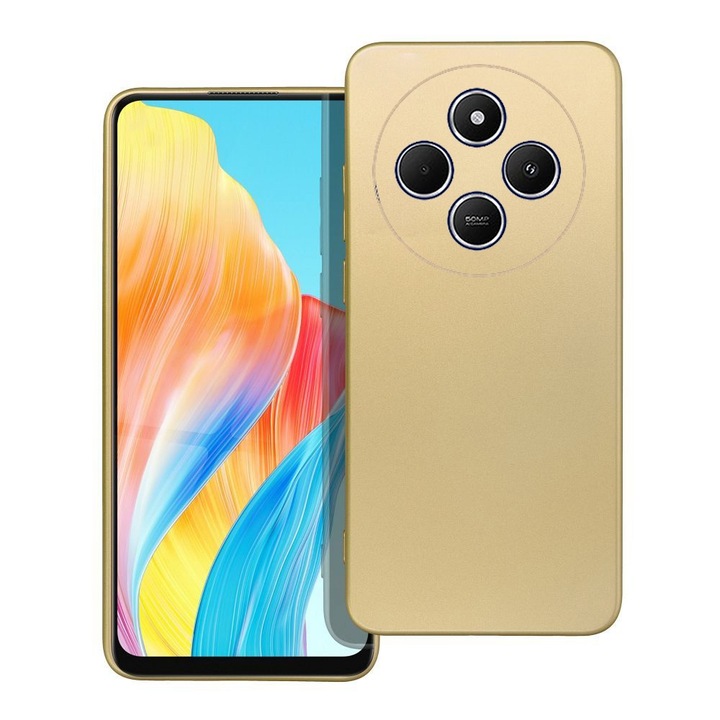 Husa protectie, interior de catifea, compatibila cu Redmi Note 14 Pro 4G, FONIX MetalShield, silicon, margini ridicate, suprafata metalizata, slim, Auriu