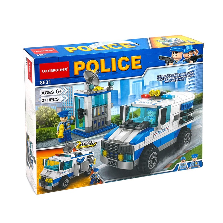 Constructor de politie, Masini blindate, 2 in 1, 271 elemente