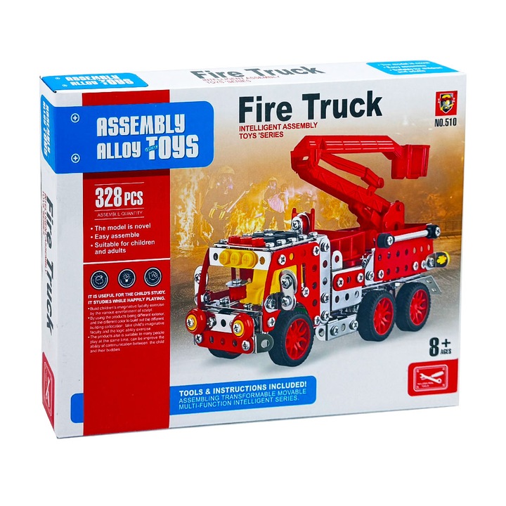 Set de constructie metalic pentru pompieri, 328 buc
