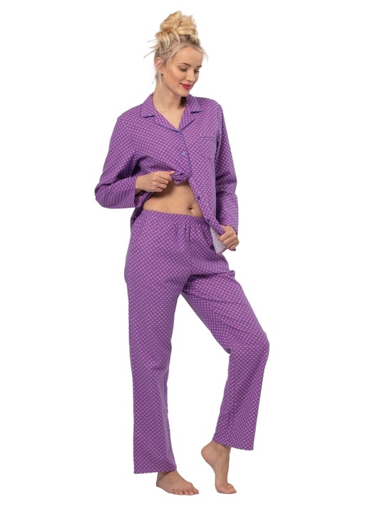 Pijamale dama KEY LNS 529, bumbac, maneca lunga, mov, S INTL