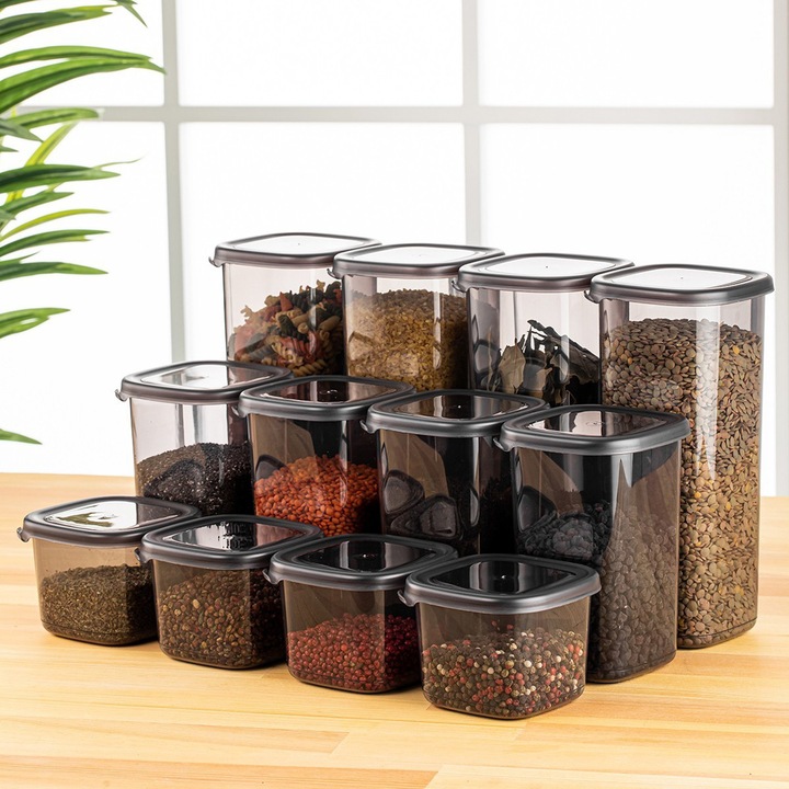Set 12 recipiente alimentare, UnicUtil, Spacious Lightweight, Antracit