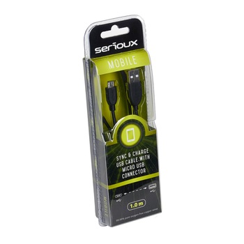 Cablu de date Serioux, MicroUSB-USB, 1m, Black Cablu de date Serioux, MicroUSB-USB, 1m, Black