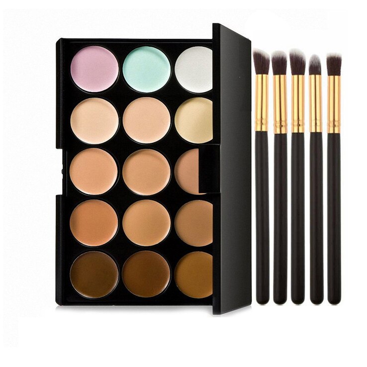 Trusa profesionala cu 15 nuante Corector make-up + 5 Pensule