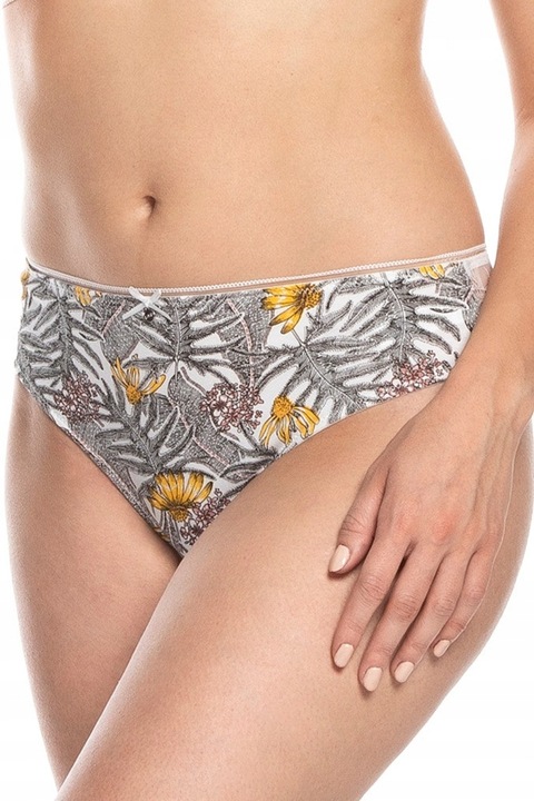 Комплект 2 чифта дамски бикини L-1508BI, Cotton, White, Floral, XL INTL