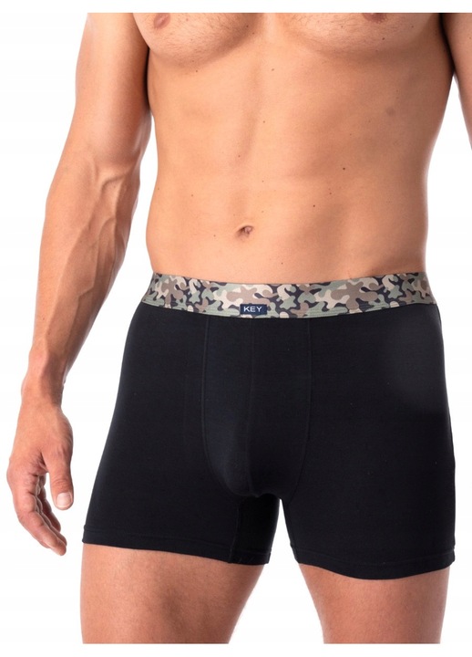 KEY férfi boxer, BAMBOO MXH 240 modell, fekete, pamut anyagú