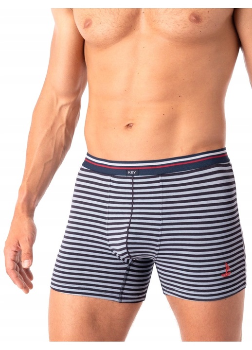 Férfi boxer KEY MXH 338, sötétkék, pamut kötött, kényelmes, varrat nélküli