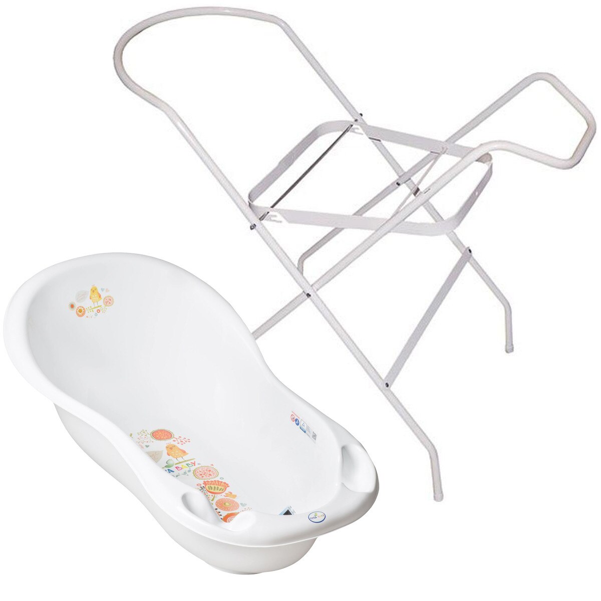 Pachet Cadita Piscot Folk cu Senzor de Temperatura + Suport Cadita - Alb