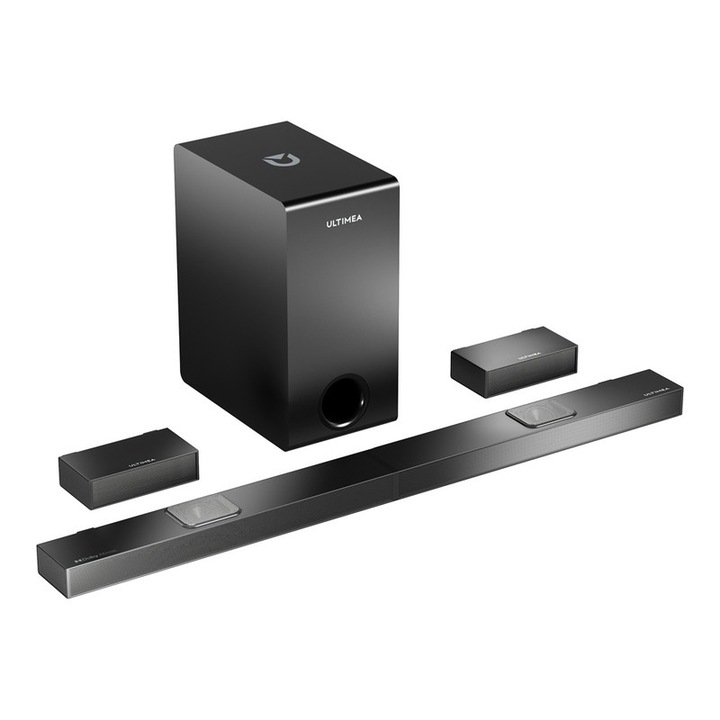Саундбар Ultimea Nova S80, 5.1.2 канала, безжичен субуфер 8'', 4K HDR, черен
