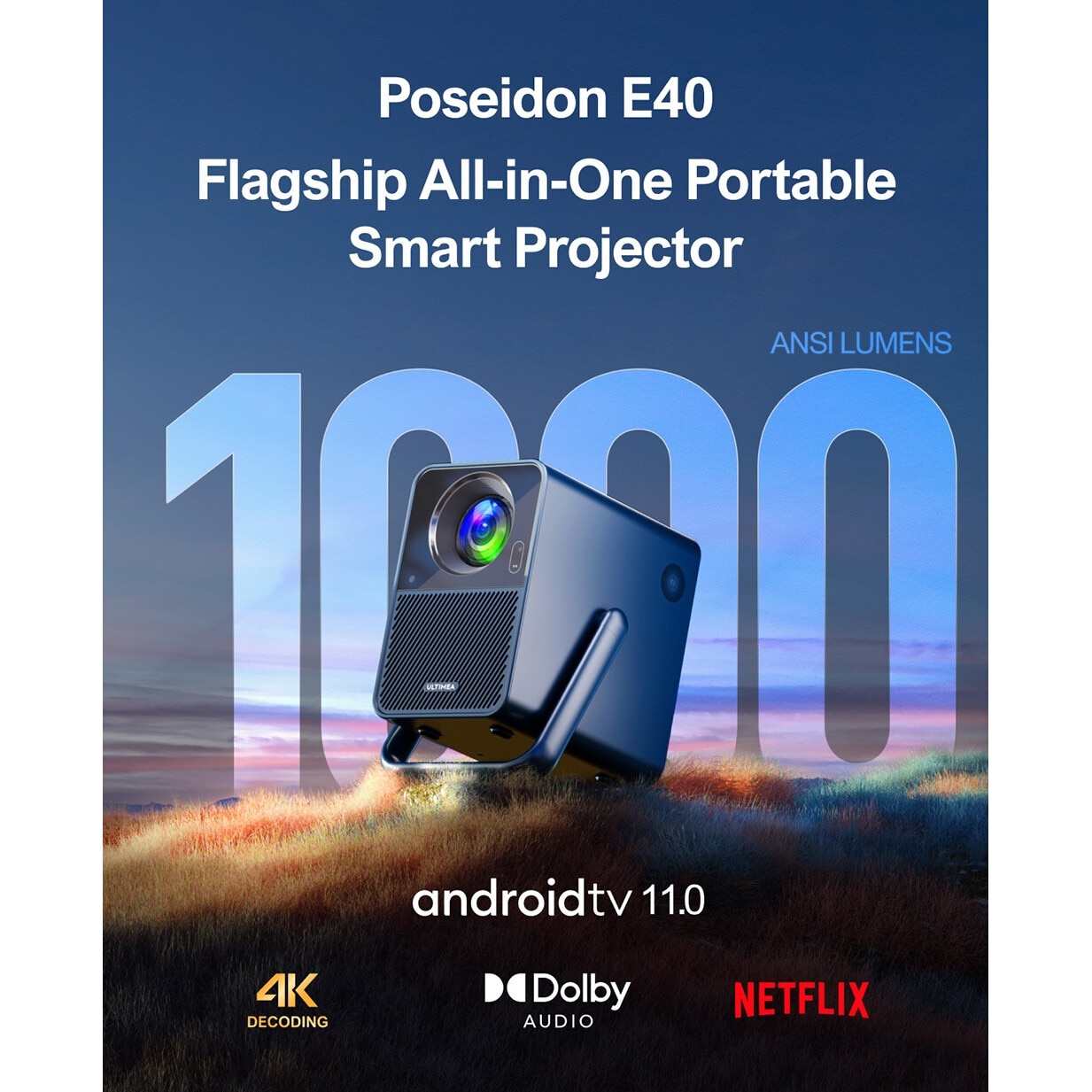 Proiector ULTIMEA Poseidon E40, 1000 ANSI Lumeni, Dolby Audio