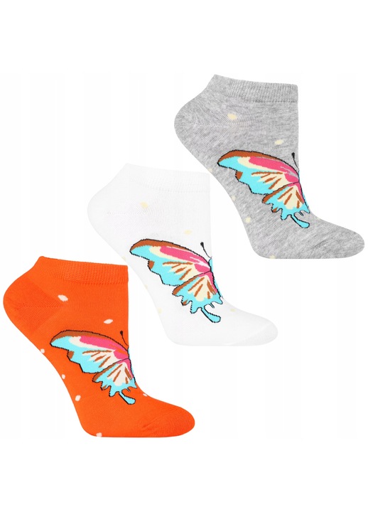 Női zokni, Moraj, pillangók, 3 páros szett, többszínű, pamut, 38-41 EU