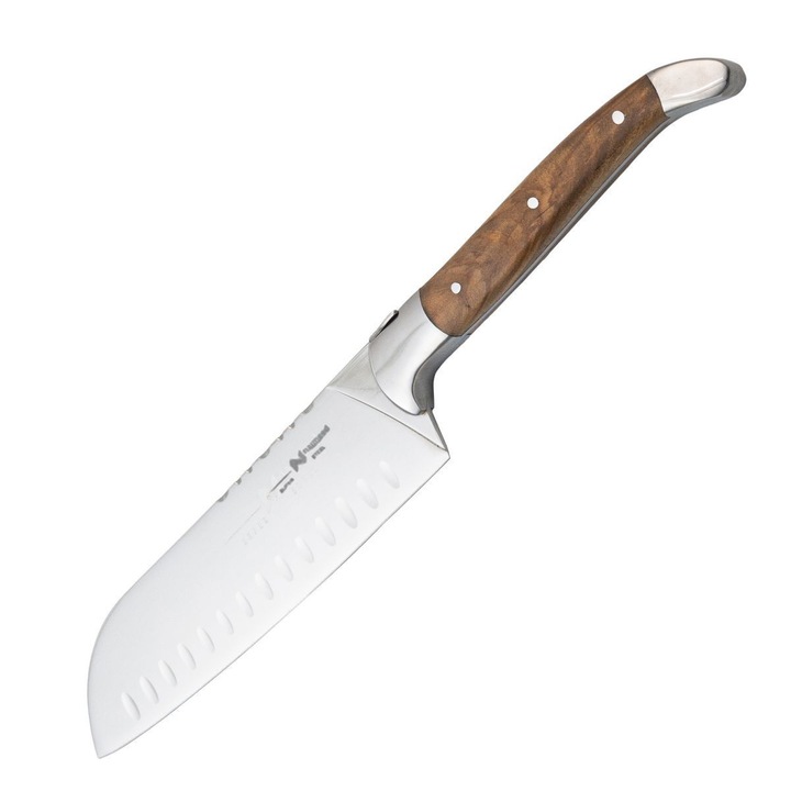 Професионален нож Santoku, неръждаема стомана, 31 см, Naimeed D6838, светлокафяв