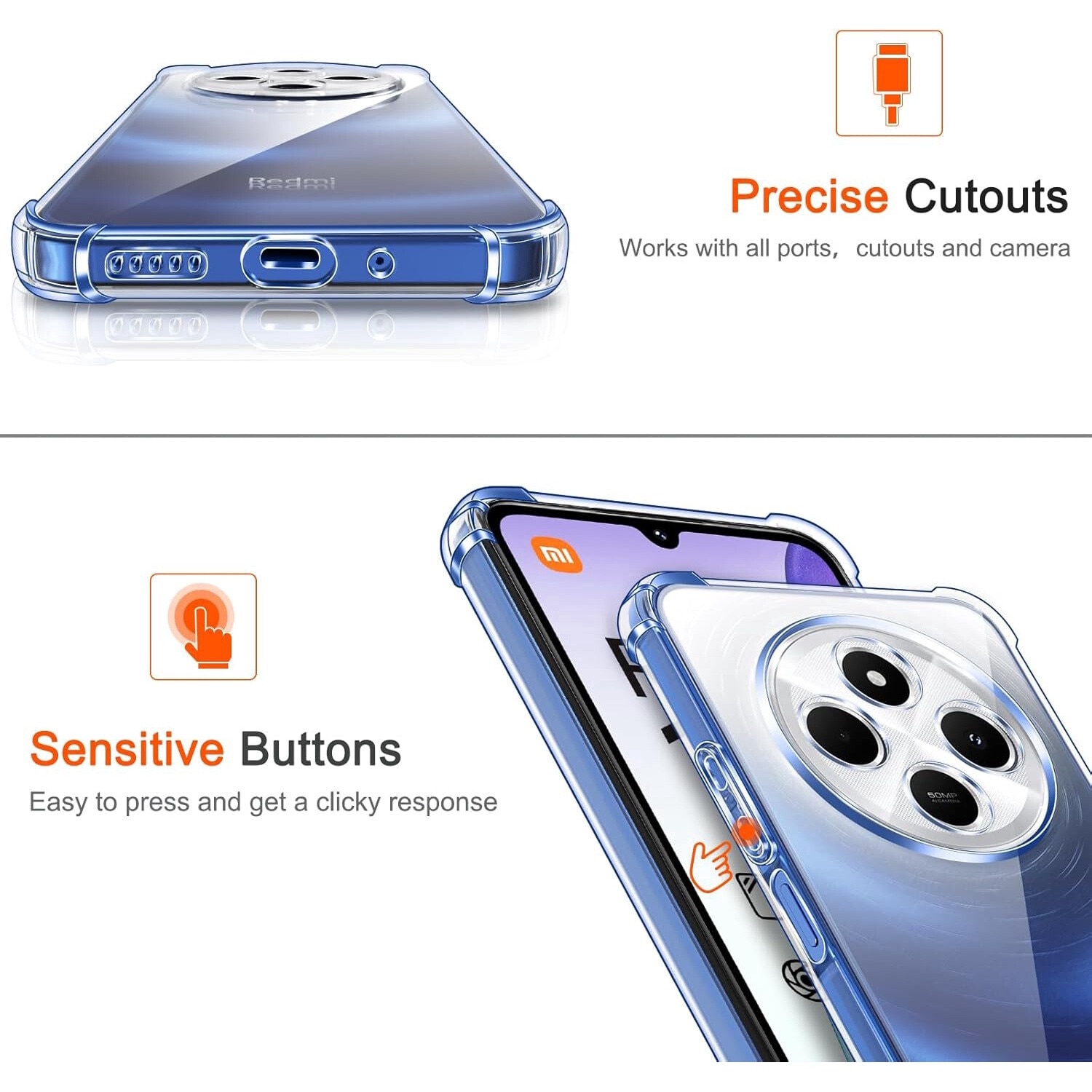 Husa Anti soc, transparenta compatibila cu Xiaomi Redmi 14C
