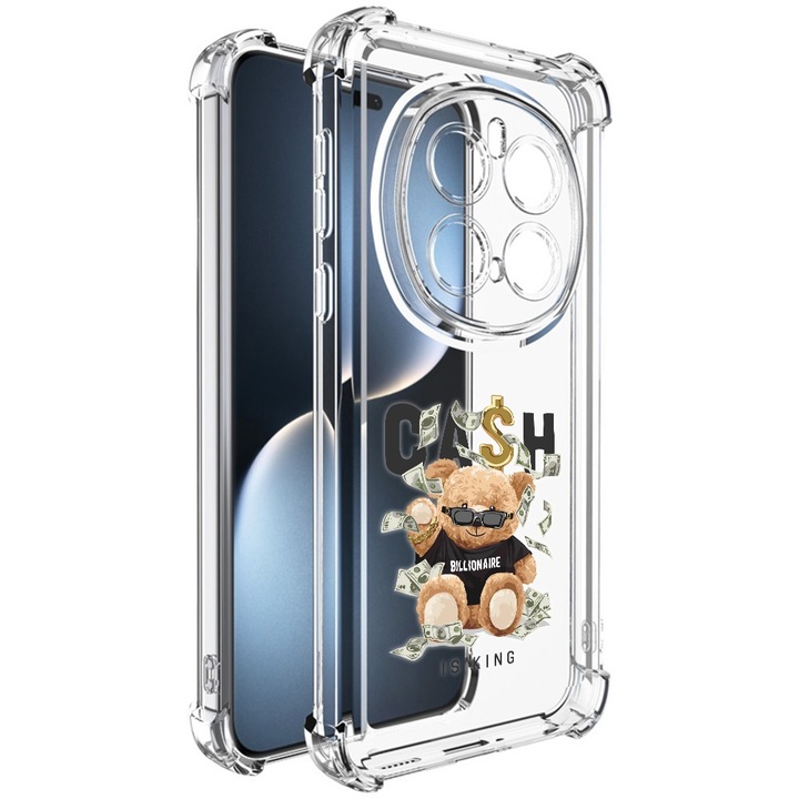 Удароустойчив калъф за honor magic7 pro, airbag pro, прозрачен, парите са крал
