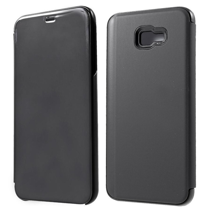Etui Mirror View Case, XGSM, pentru Samsung Galaxy J4+ Plus, negru, functie stand