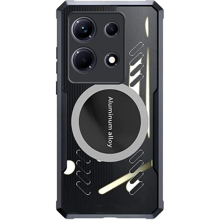 Husa telefon XGSM pentru Infinix Note 40 Pro, transparenta/neagra, cu blasca magnetica, protectie sporita