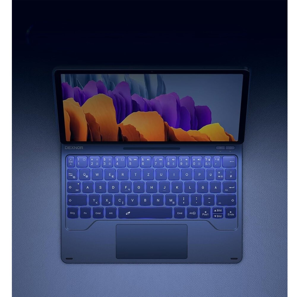 Husa cu tastatura pentru Samsung Galaxy Tab S9 / S9 FE, Touchpad cu tastatura magnetica Dexnor, albastru