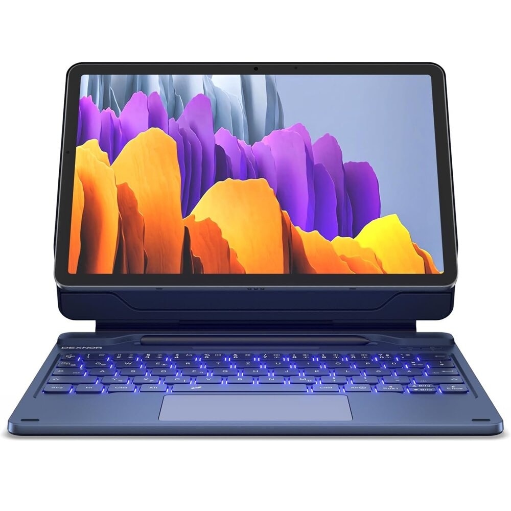 Husa cu tastatura pentru Samsung Galaxy Tab S9 / S9 FE, Touchpad cu tastatura magnetica Dexnor, albastru