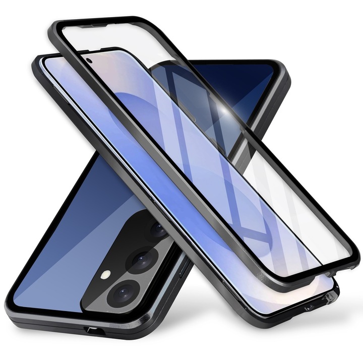 Husa Samsung Galaxy S25, sticla, neagra