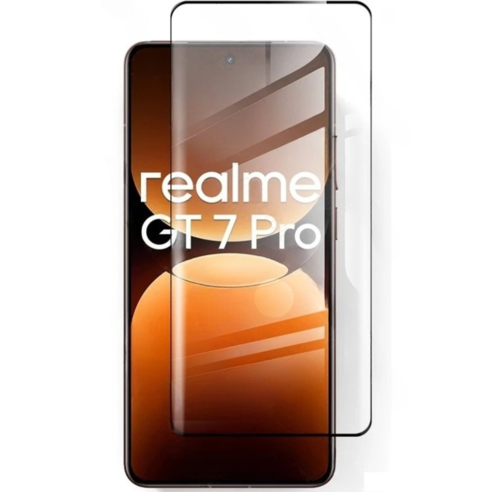 Sticla Temperata 3D pentru Realme GT 7 Pro, neagra, 0,3mm, 9H, set cu 2 servetele de curatare