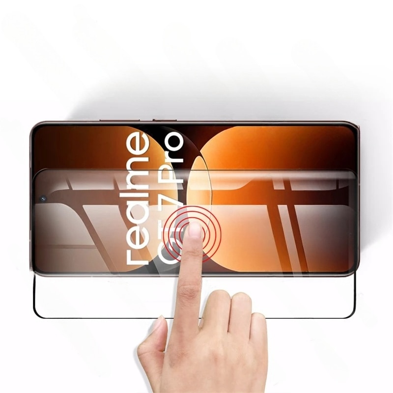 Sticla Temperata 3D pentru Realme GT 7 Pro, neagra, 0,3mm, 9H, set cu 2 servetele de curatare