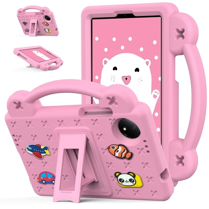 Husa Xiaomi Redmi Pad SE 8.7", Cute Patterns, cu suport, roz