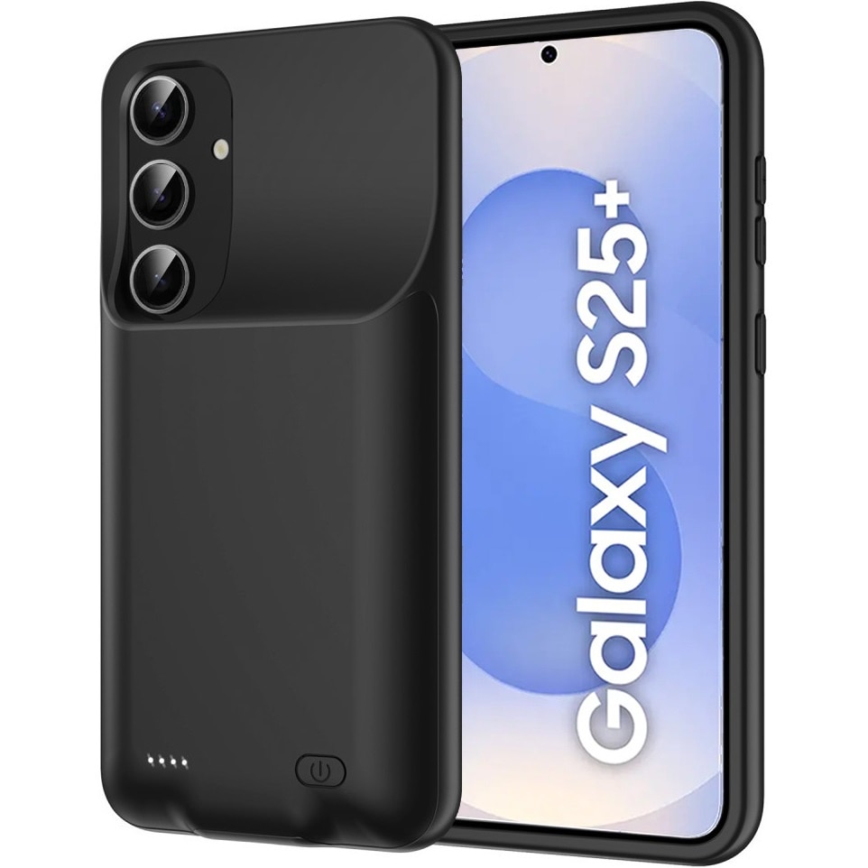 Husa cu baterie 10000mAh pentru Samsung Galaxy S25+ Plus, neagra, set cu instructiuni