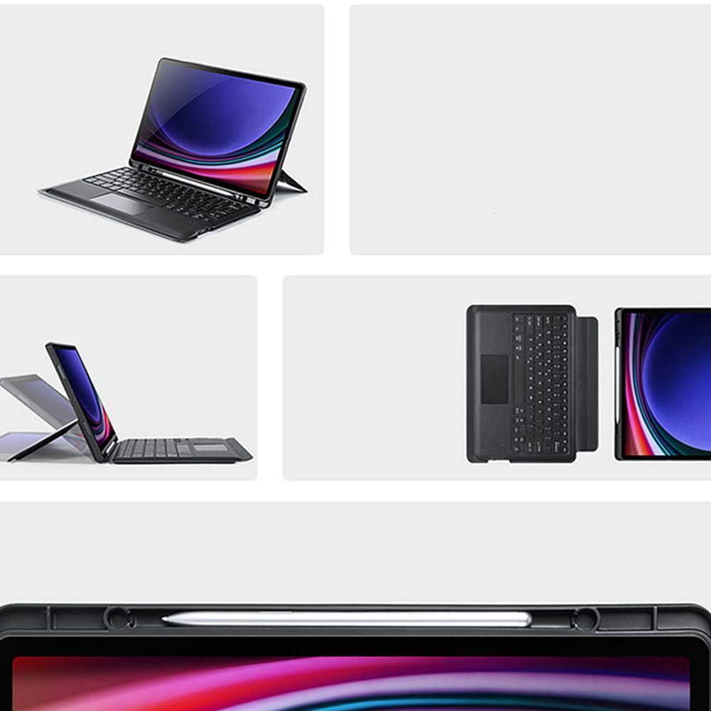 Husa cu tastatura iluminata pentru Samsung Galaxy Tab S9+ Plus / S9 FE+ Plus / S10+ Plus, Dux Ducis, negru