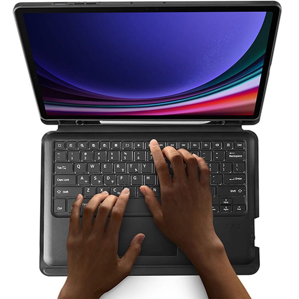 Husa cu tastatura iluminata pentru Samsung Galaxy Tab S9+ Plus / S9 FE+ Plus / S10+ Plus, Dux Ducis, negru