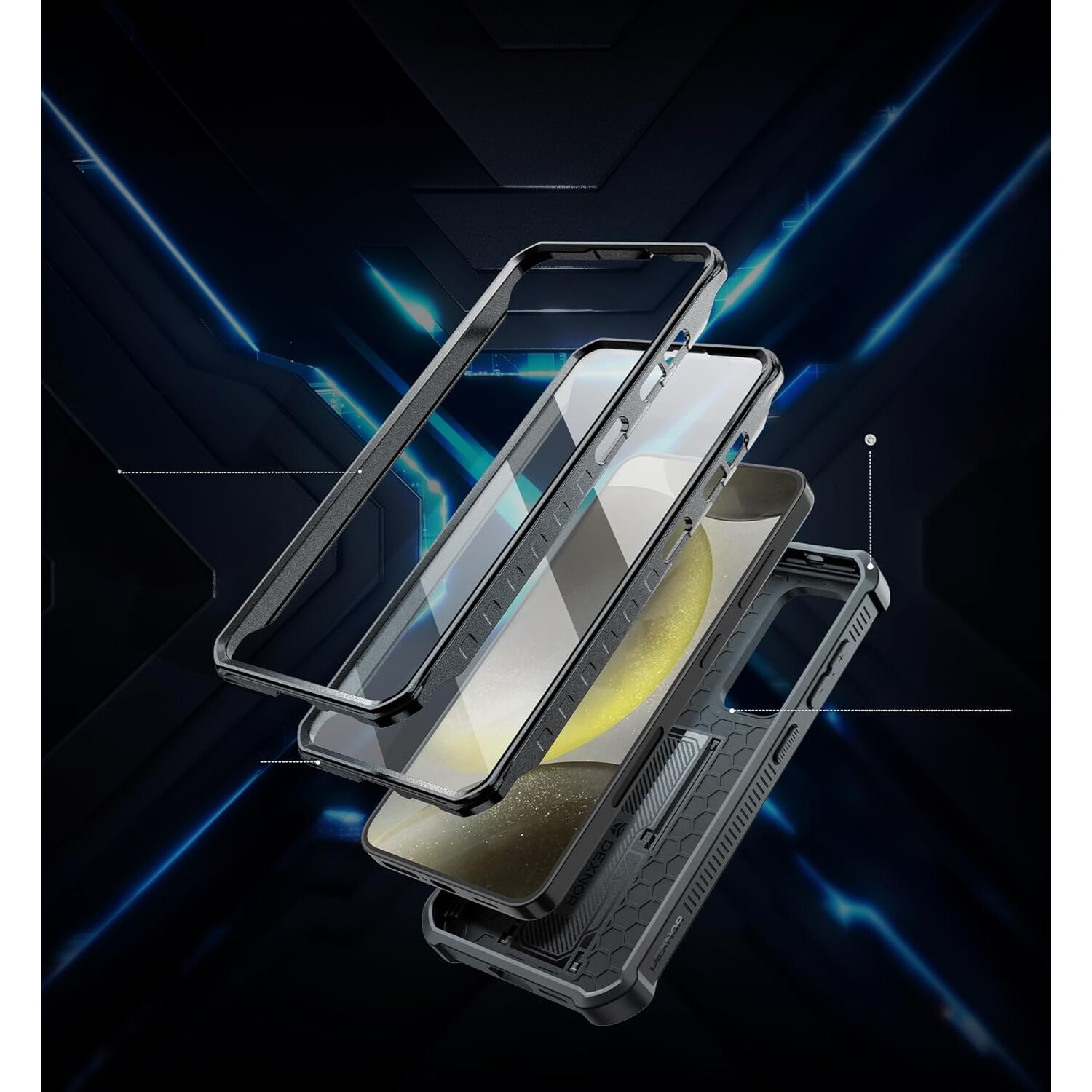 Husă Dexnor pentru Samsung Galaxy S24, 2 rame, neagră
