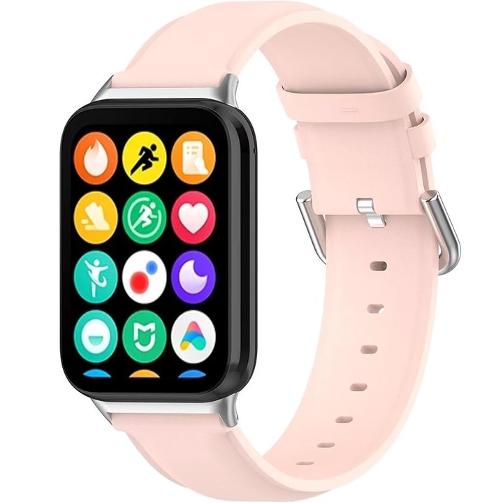 Curea din piele pentru bratara fitness Xiaomi Smart Band 8 Pro / Xiaomi Smart Band 9 Pro, roz, reglabil