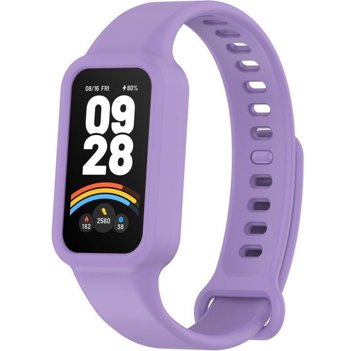 Curea pentru bratara fitness, XGSM, Compatibil cu Xiaomi Smart Band 9 Active / Xiaomi Redmi Band 3, Silicon, Violet