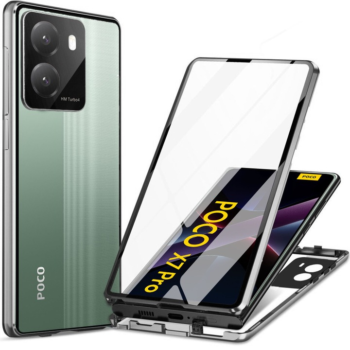 Etui pentru telefon, XGSM, Xiaomi Poco X7 Pro 5G, sticla 9H, argintiu