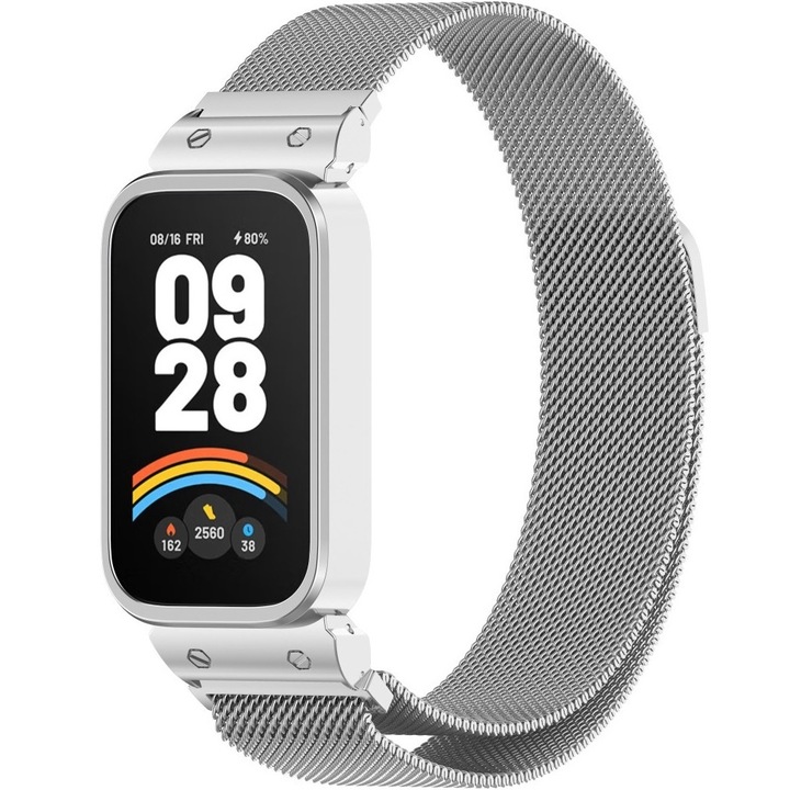 Curea XGSM pentru Xiaomi Smart Band 9 Active / Xiaomi Redmi Band 3, Argintie