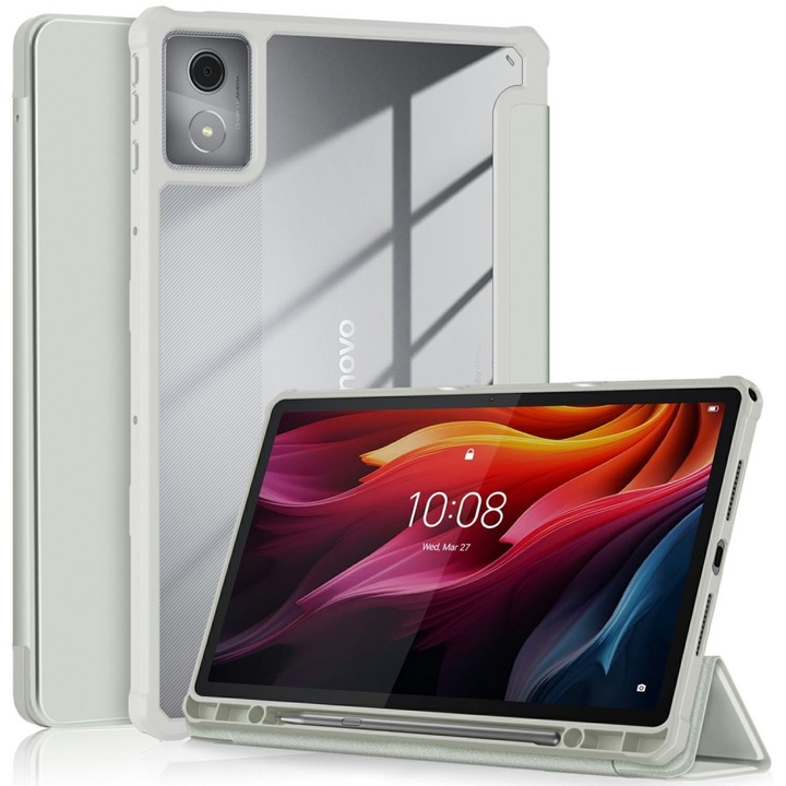 Husa tableta XGSM pentru Lenovo Tab K11 Plus, Smartcase Hybrid, gri, cu suport