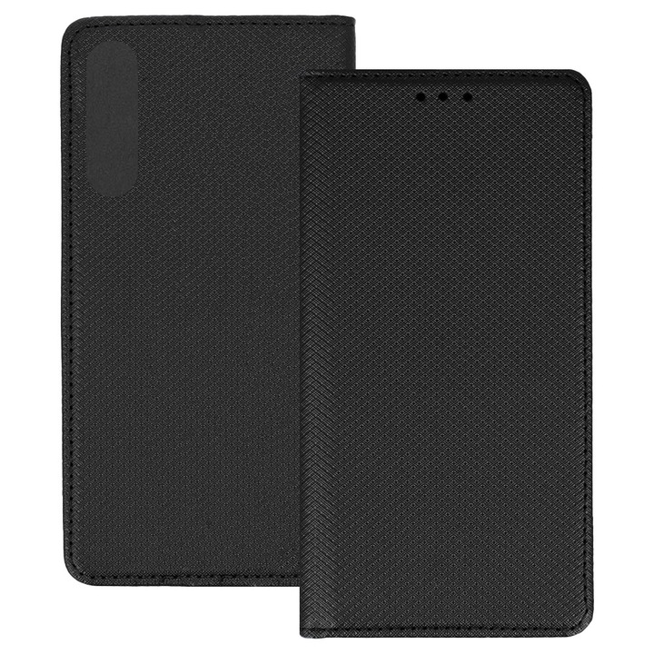 Husa pentru Huawei P30, PU Casual Book, Buzunar card, Inchidere magnetica, Functie stand / suport, Decupaj difuzor apeluri, Acoperire completa 360 de grade, Protectie fata-spate, Tip carte, Negru