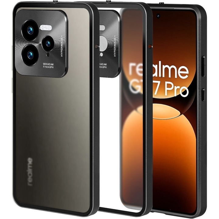 Husa telefon XGSM, pentru Realme GT 7 Pro, Frame Case, protectie camera, neagra