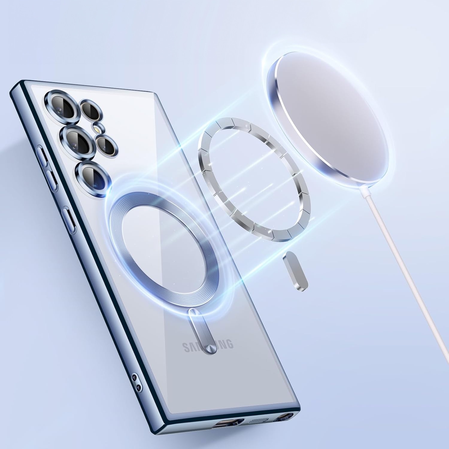 Husa pentru Samsung Galaxy S25 Ultra, Electro MagSafe, granat, TPU elastic, protectie camera + Sticla de protectie 0.3mm