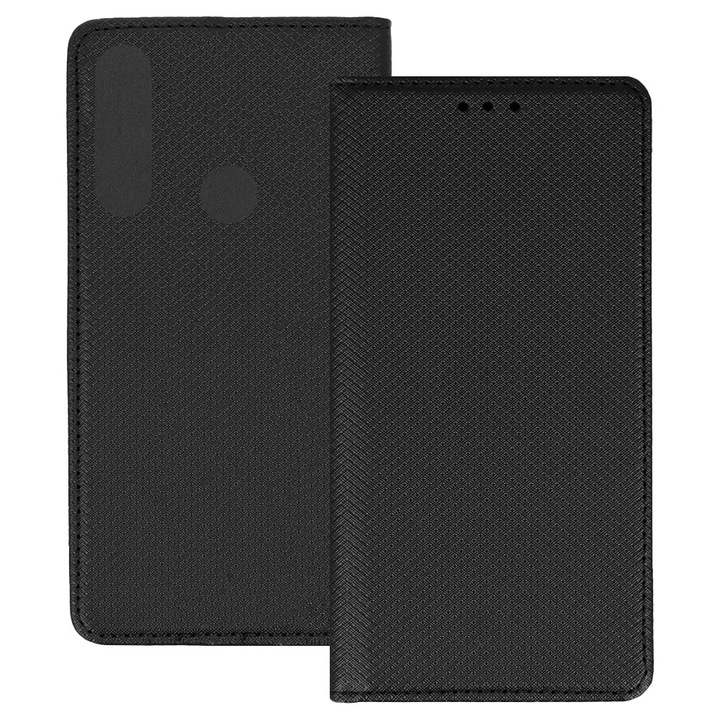 Husa pentru Huawei P30 Lite, PU Casual Book, Buzunar card, Inchidere magnetica, Functie stand / suport, Decupaj difuzor apeluri, Acoperire completa 360 de grade, Protectie fata-spate, Tip carte, Negru