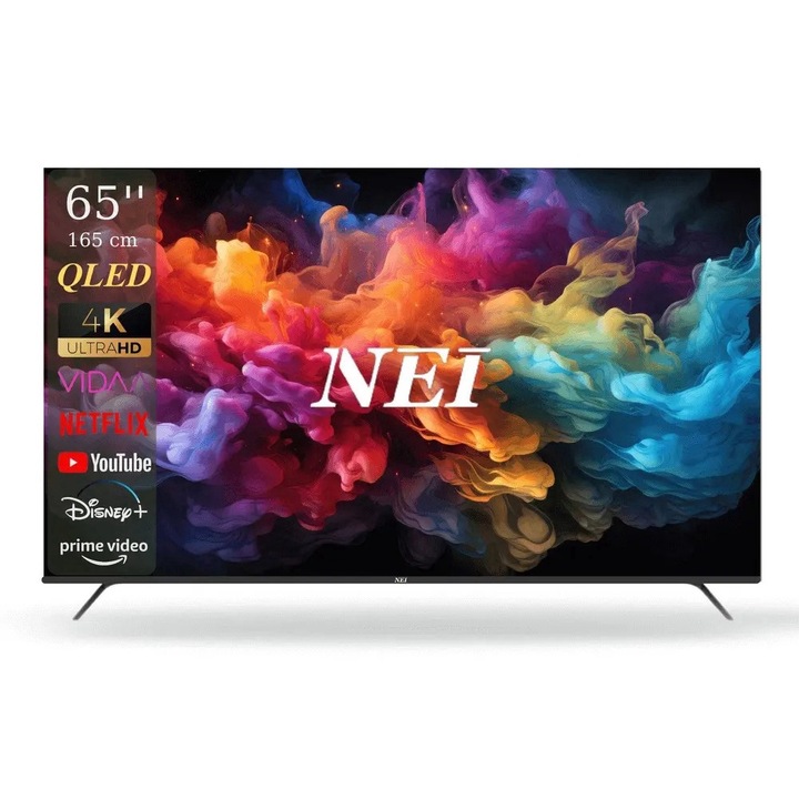 Телевизор 4KUHD QLED SMART VIDAA NEI 65NE7901, 165 см, клас F, без граници, черен