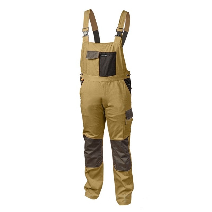 Salopeta de protectie Hogert, EDGAR_II, bej, material rezistent, bretele elastice, L