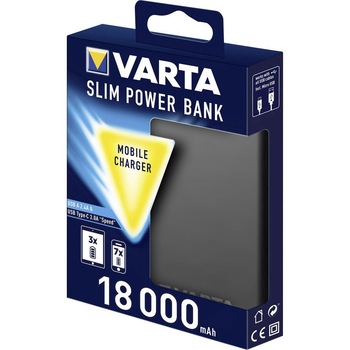 Acumulator extern Varta Powerpack slim 18000mAh USB-A si USB-C Litiu-Polimer Acumulator extern Varta Powerpack slim 18000mAh USB-A si USB-C Litiu-Polimer