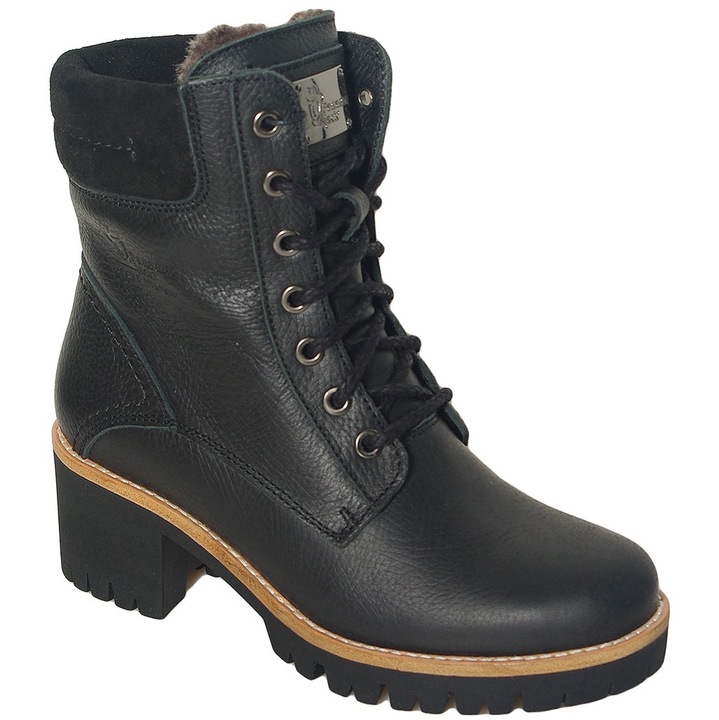 Botine dama Panama Jack, rezistente la apa, negru, piele naturala