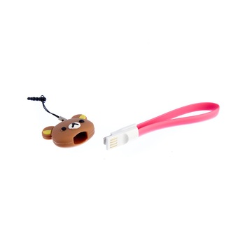 Cablu de date compatibil Iphone cu figurina, Roz Cablu de date compatibil Iphone cu figurina, Roz