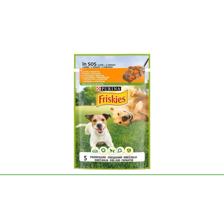 Friskies Мокра храна за кучета, пиле и моркови в сос, 85 гр