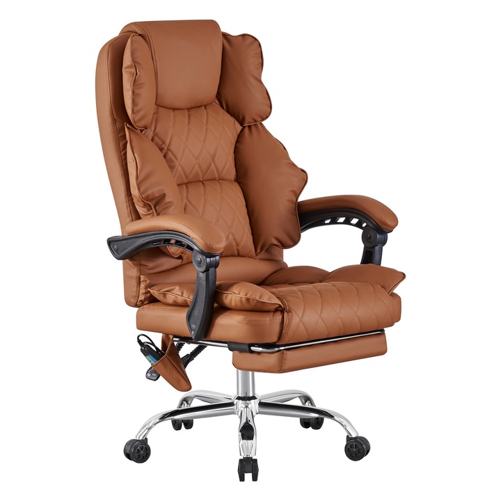 Scaun birou profesional Visoli, functie masaj, cu suport picioare si functie sezlong-premium